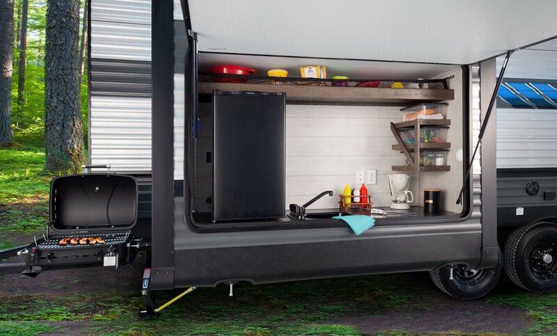 Small Pull Behind Camper With Outdoor Kitchen