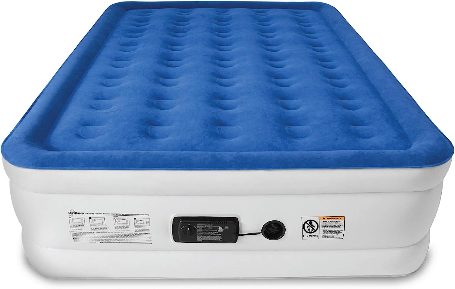 SoundAsleep Dream Series Luxury Air Mattress with ComfortCoil Technology & Built-in High Capacity Pump for Home & Camping- Double Height, Adjustable, Inflatable Blow Up, Portable – Queen Size