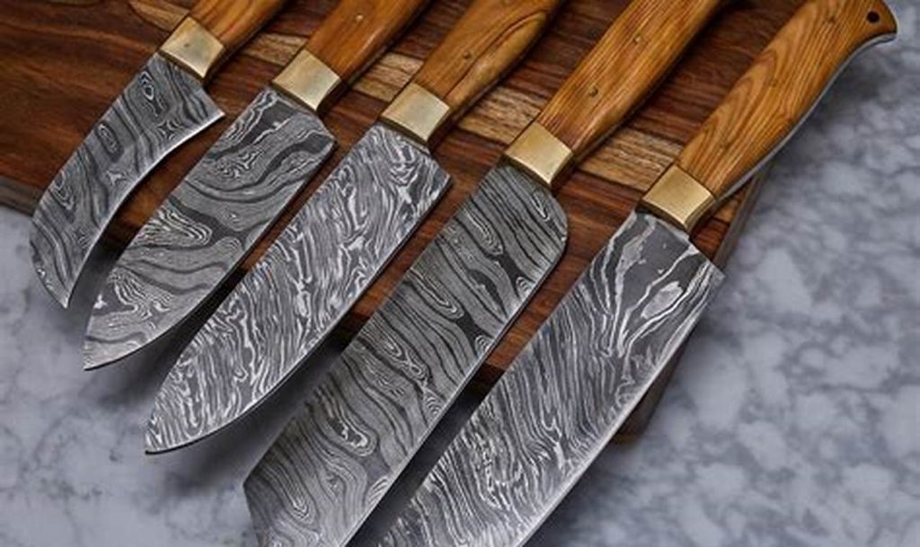 damascus kitchen knife set