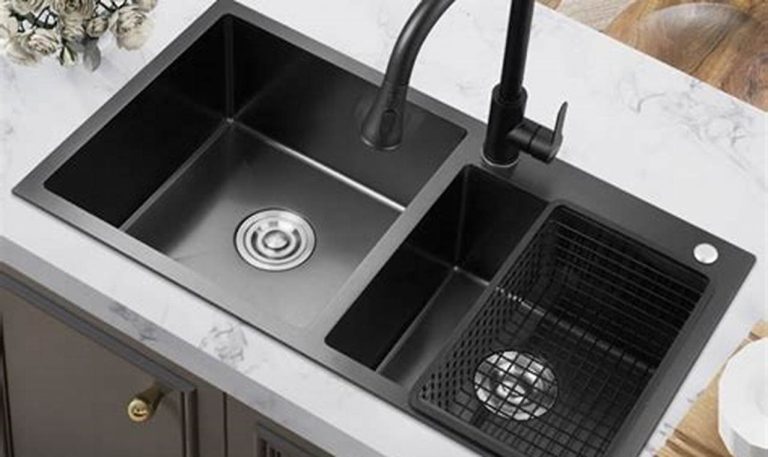 black stainless steel kitchen sink