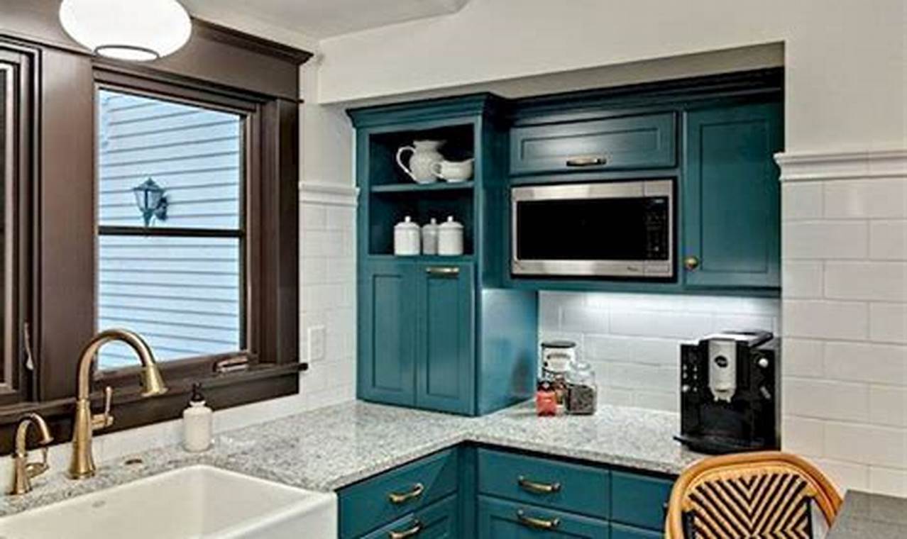 turquoise kitchen cabinets