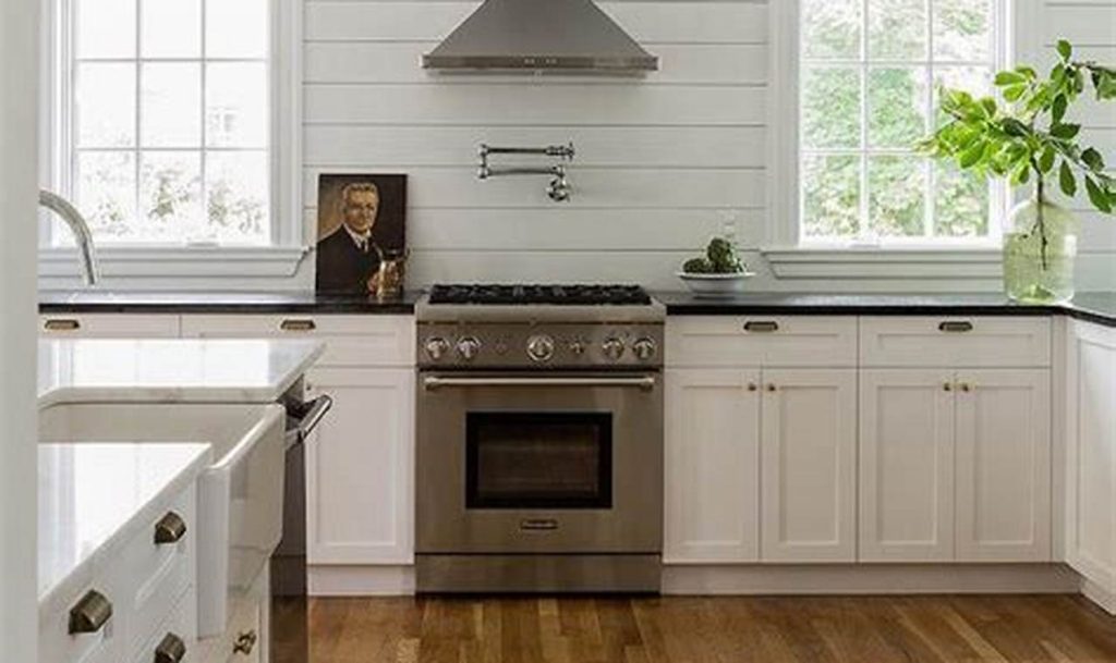 shiplap backsplash in kitchen