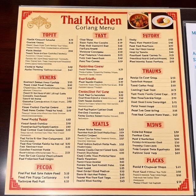 Thai Kitchen Menu