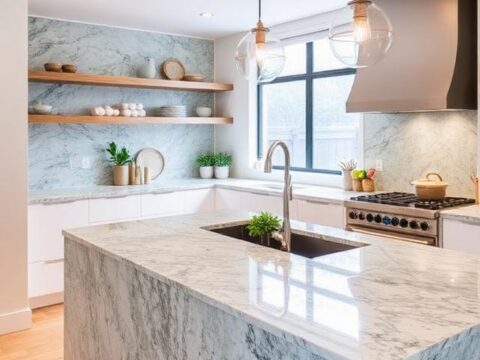 aqua fusion quartzite brazil kitchen